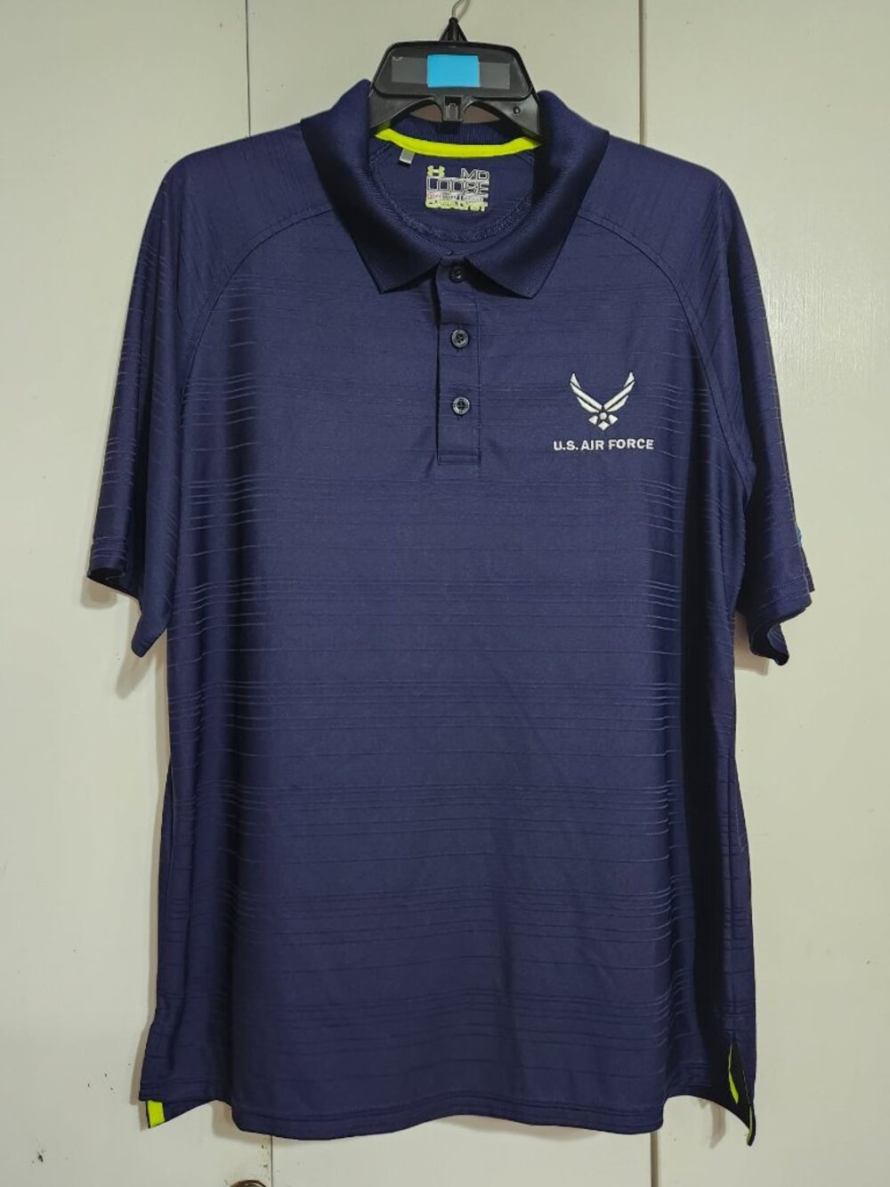 Under Armour Men Medium Navy US Air Force Polo Shirt HeatGear Catalyst Golf